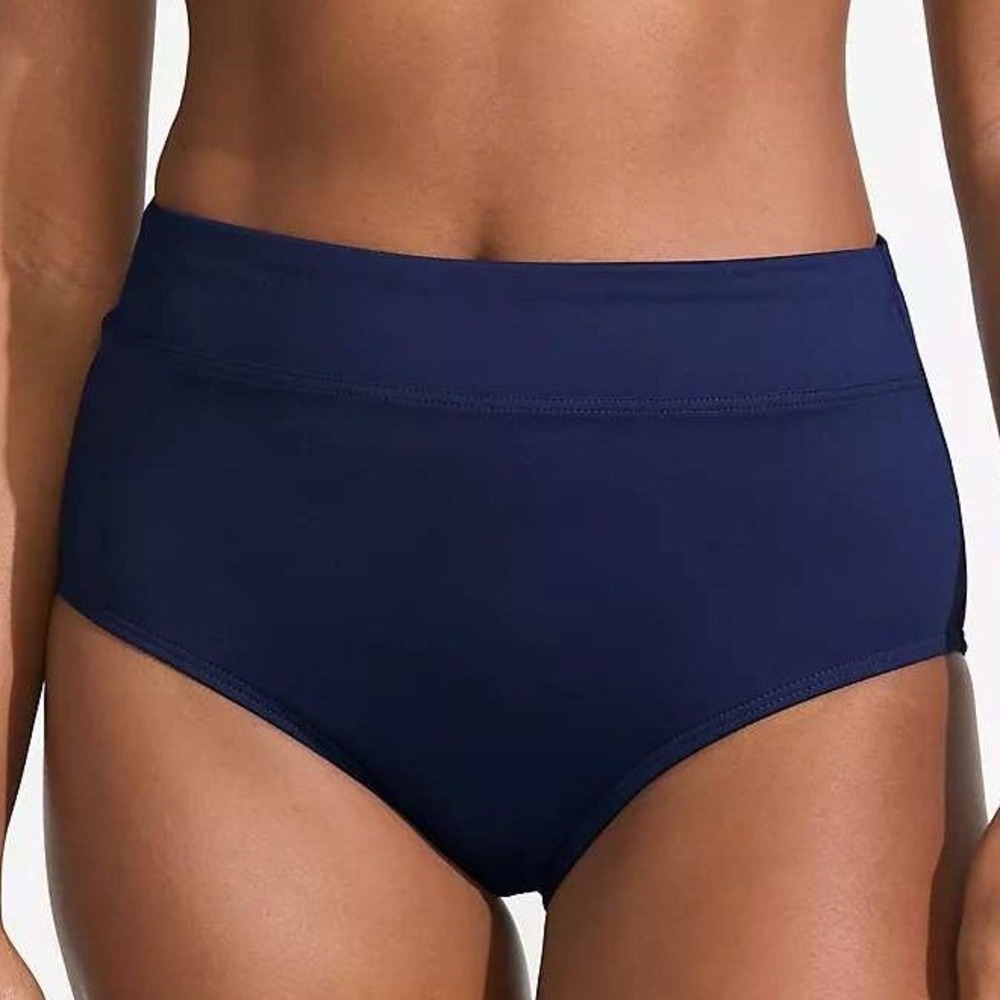 NEW Lands End Size 16 $55 Navy Blue High Waisted Bikini Swim Bottoms